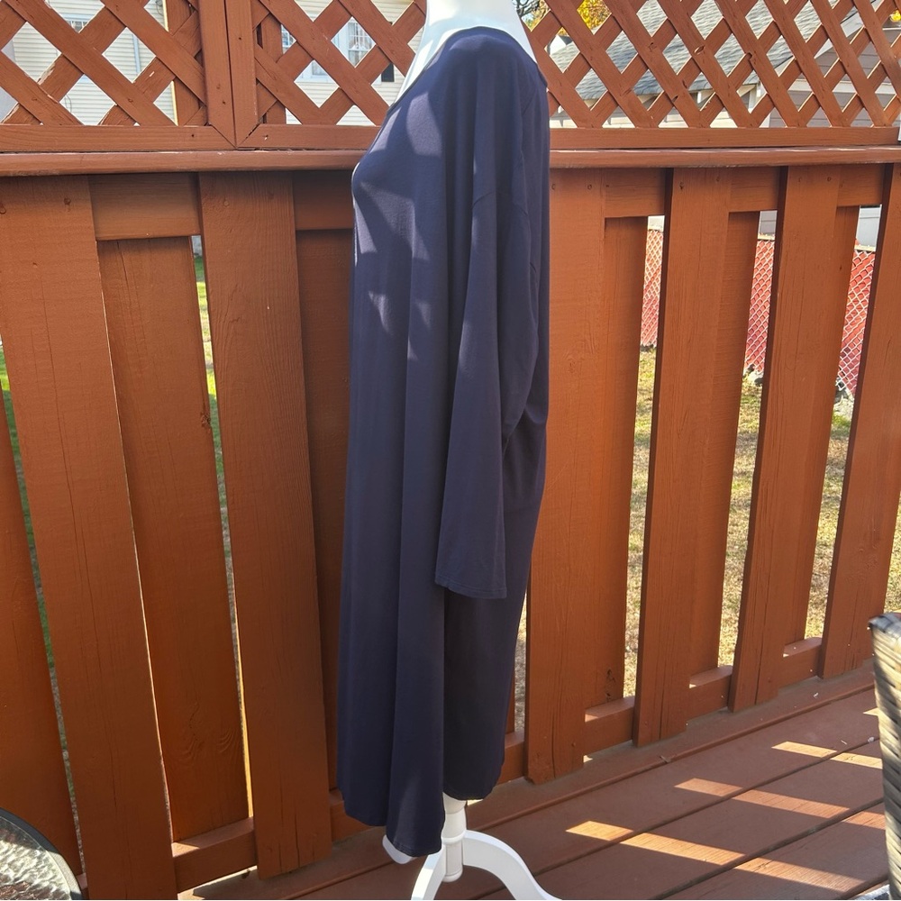Eileen Fisher Woman sz 2X Jewel Neck jersey dress blue comfy stretch casual soft - Picture 13 of 14
